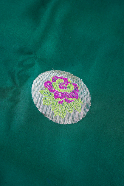 Emerald Green Pure Mashru Silk Handwoven Saree