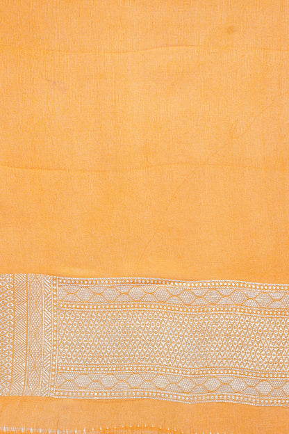 Lavender Pure Khaddi Georgette Brocade Banarasi Saree with Yellow Boder