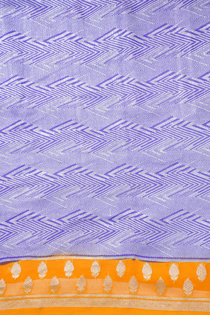 Lavender &amp; Saffron Pure Khaddi Georgette Brocade Banarasi Saree