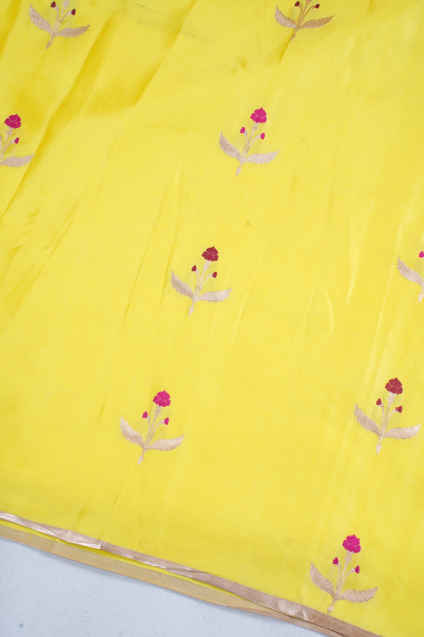 Sunlit Yellow Pure Mashru Silk Handwoven Saree