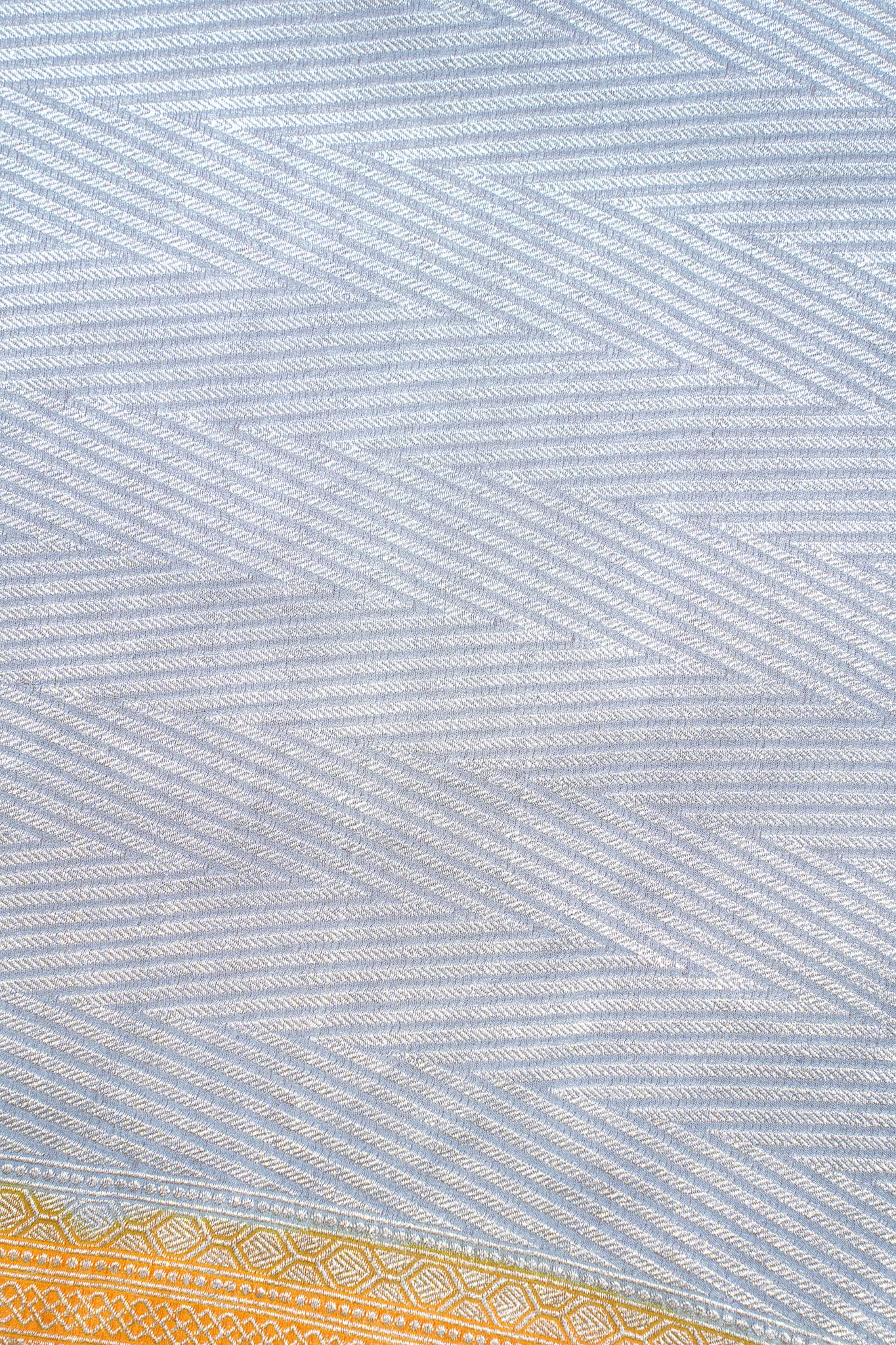 Grey &amp; Mustard Pure Khaddi Georgette Brocade Banarasi Saree