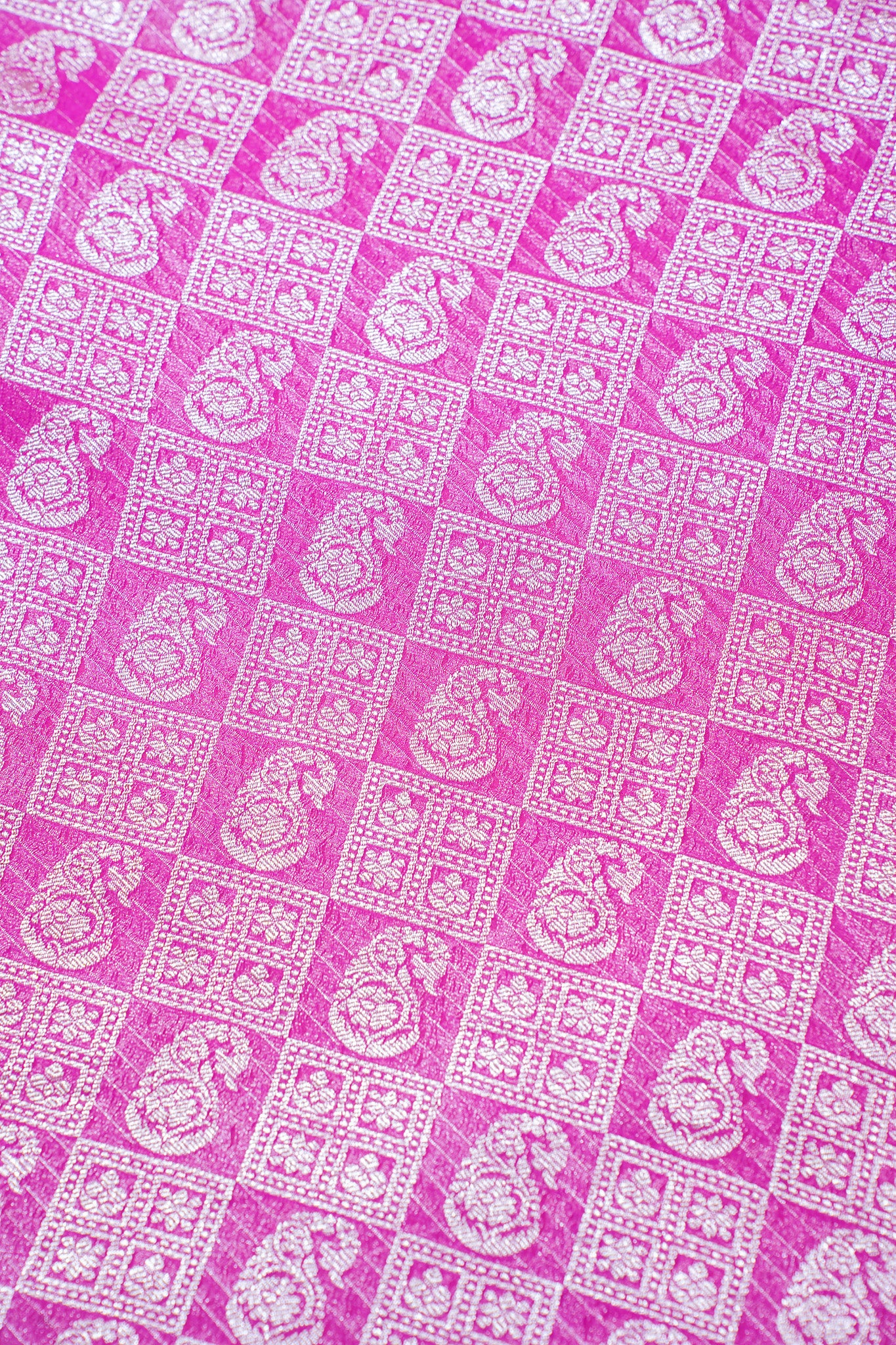 Rani Pink Pure Khaddi Georgette Brocade Banarasi Saree