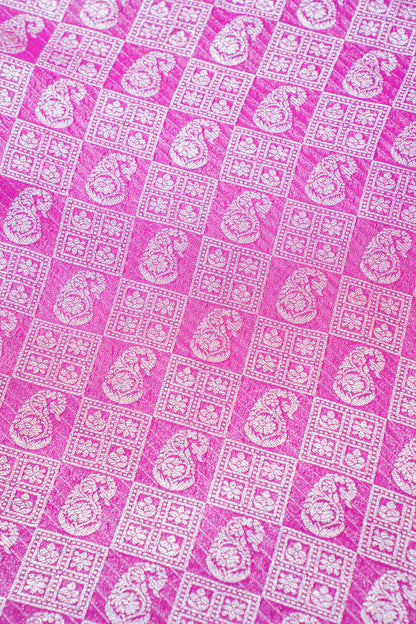 Rani Pink Pure Khaddi Georgette Brocade Banarasi Saree