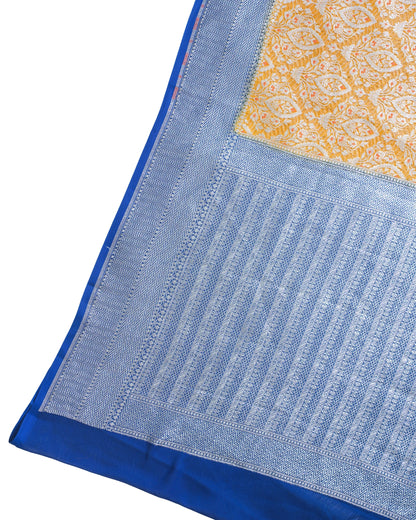 Mustard Yellow Pure Khaddi Georgette Brocade Banarasi Saree