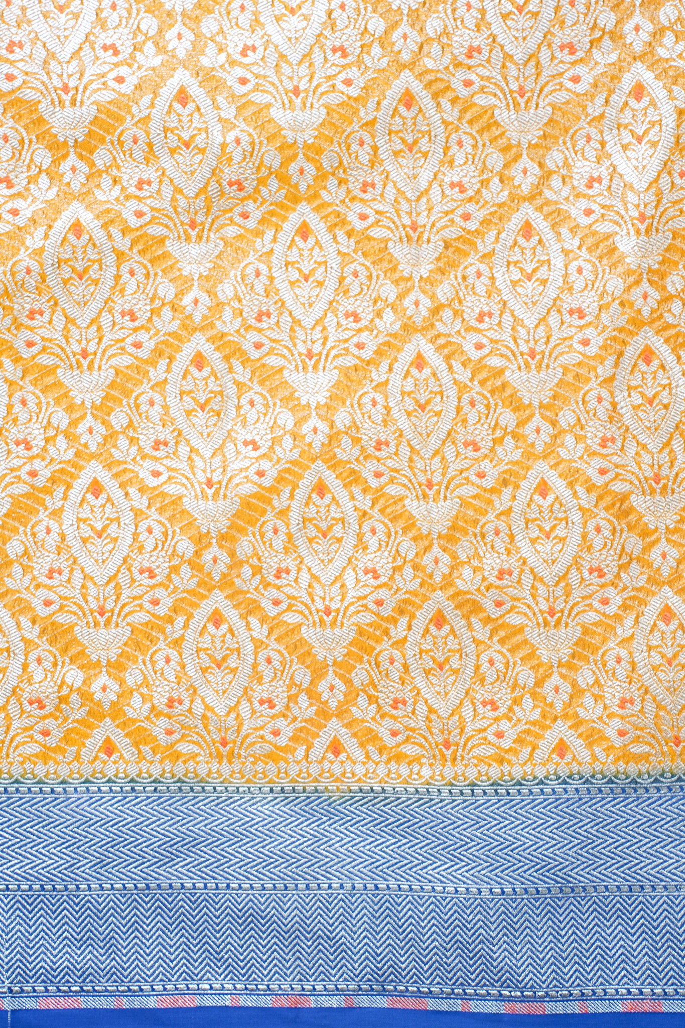 Mustard Yellow Pure Khaddi Georgette Brocade Banarasi Saree