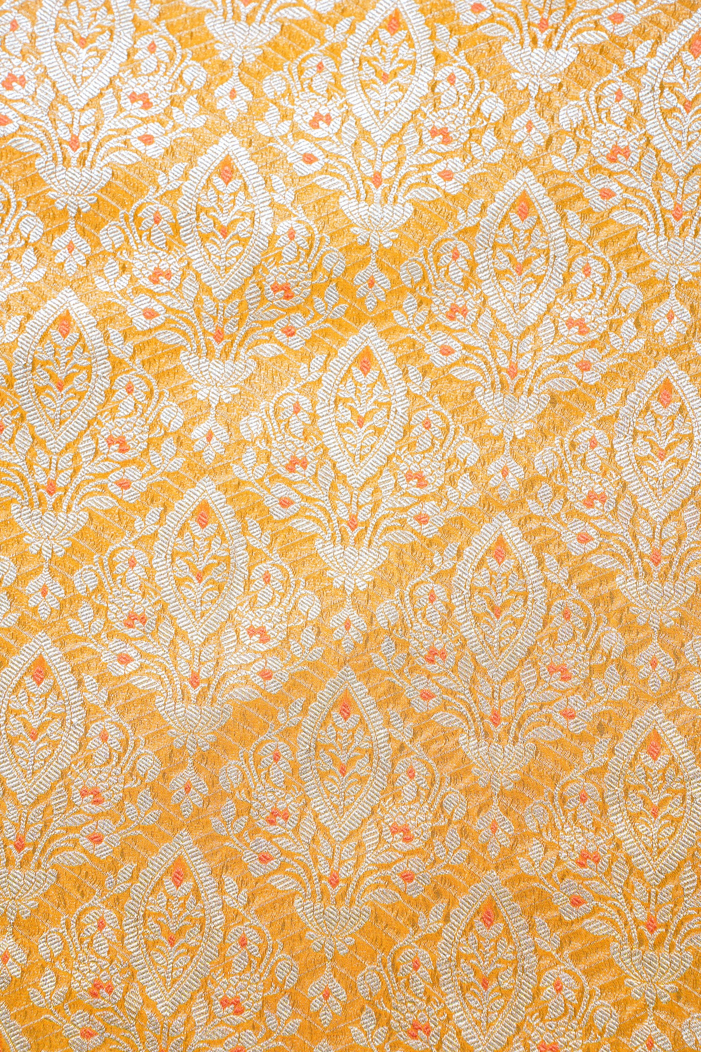 Mustard Yellow Pure Khaddi Georgette Brocade Banarasi Saree