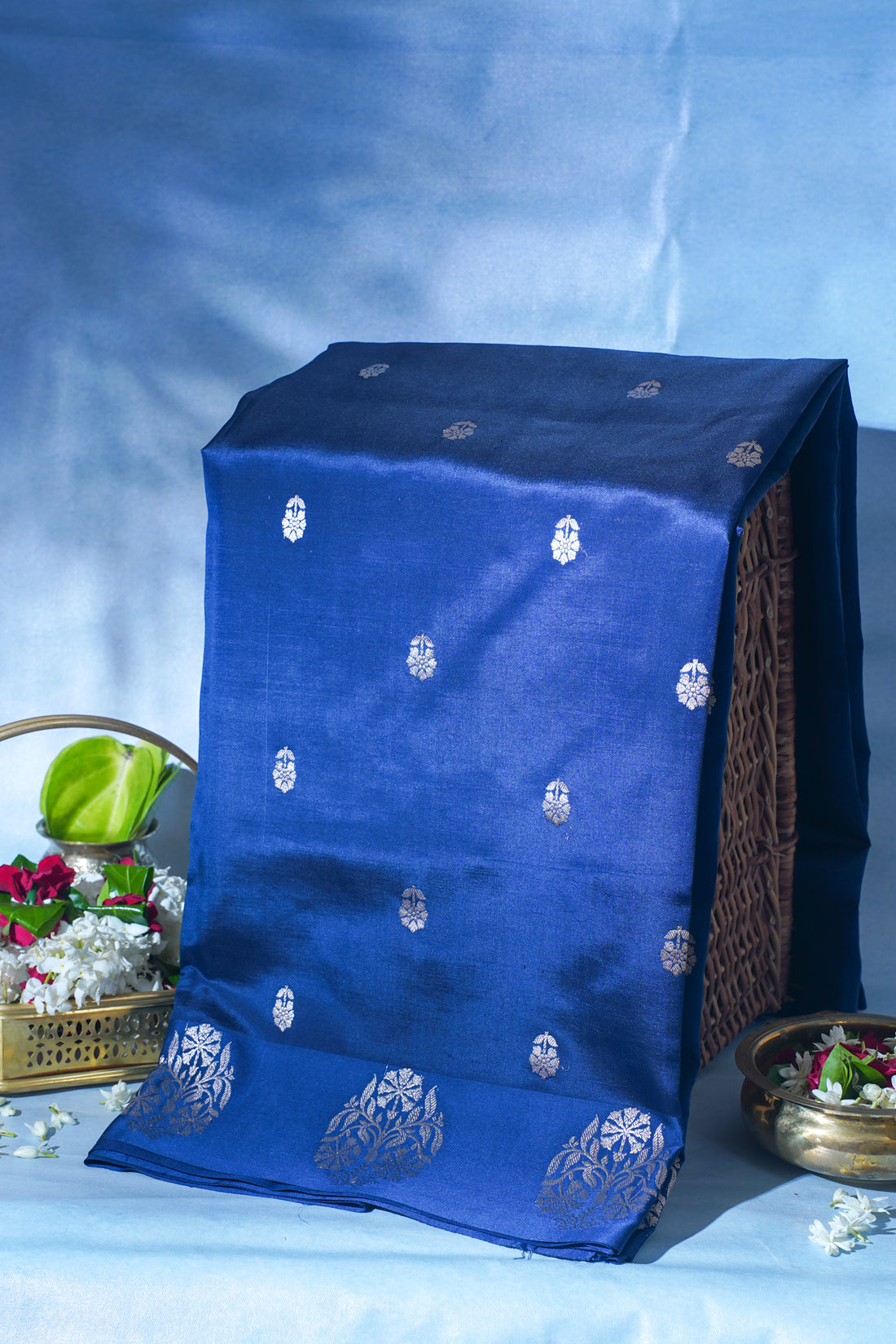Royal Blue Pure Mango Katan Silk Handwoven Saree
