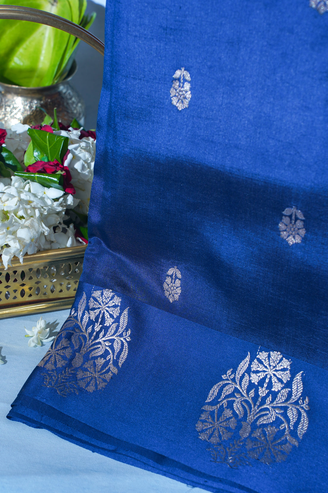 Royal Blue Pure Mango Katan Silk Handwoven Saree