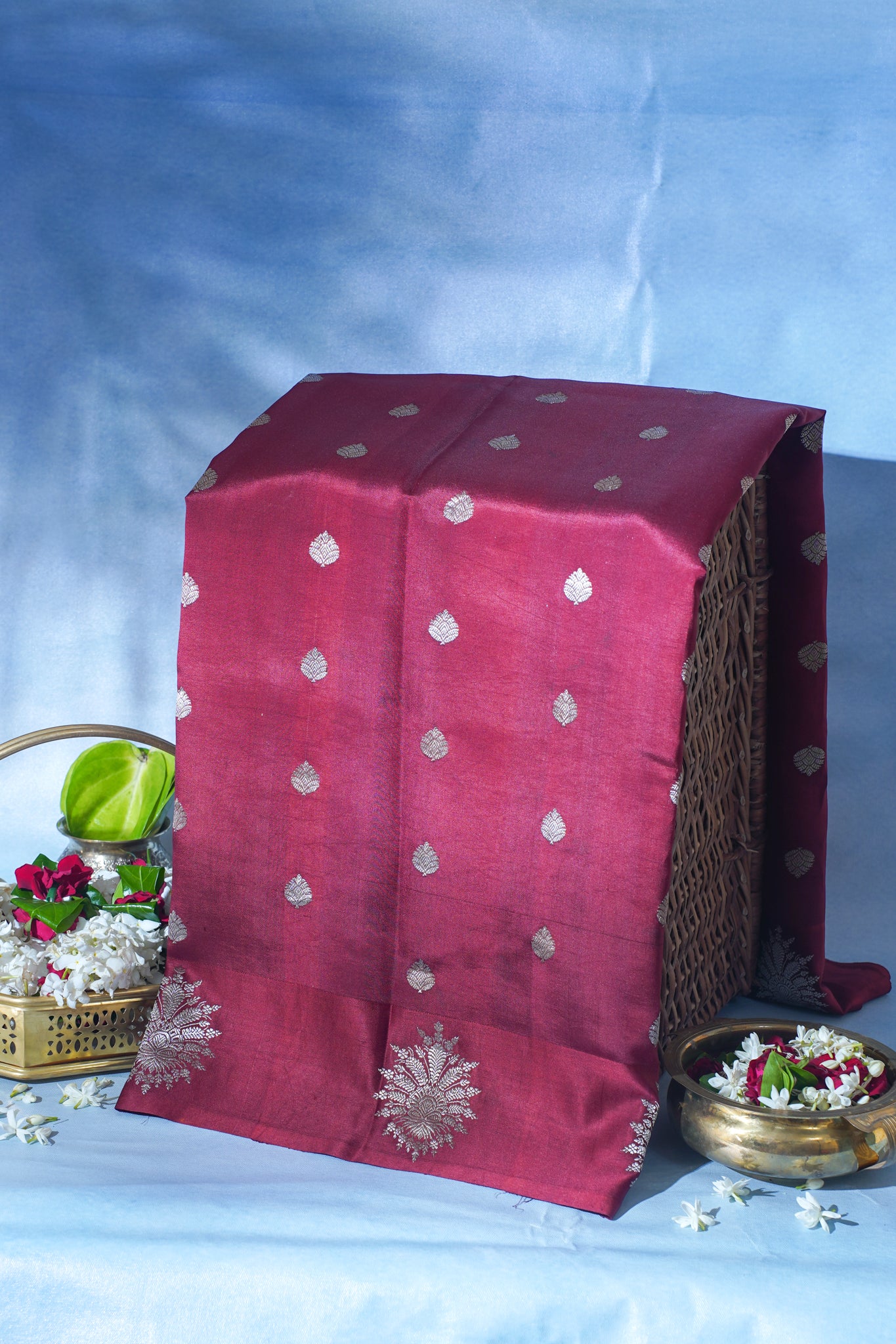 Maroon Pure Mango Katan Silk Handwoven Saree