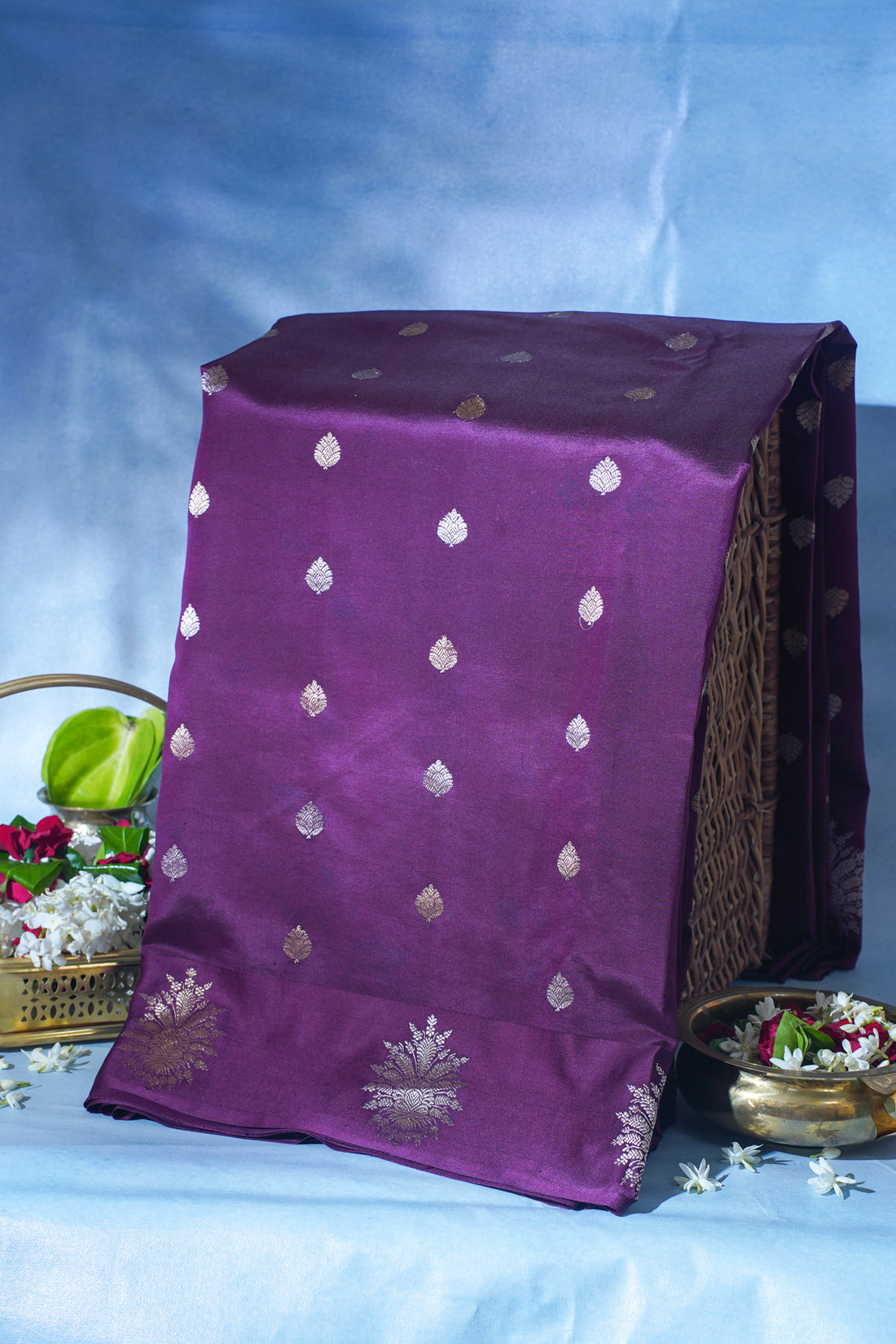 Wine Purple Pure Mango Katan Silk Handwoven Saree