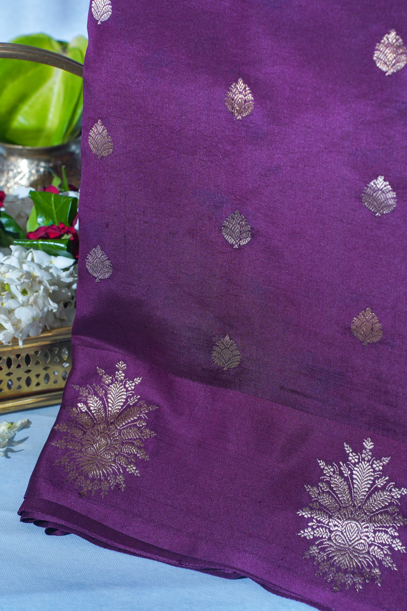 Wine Purple Pure Mango Katan Silk Handwoven Saree