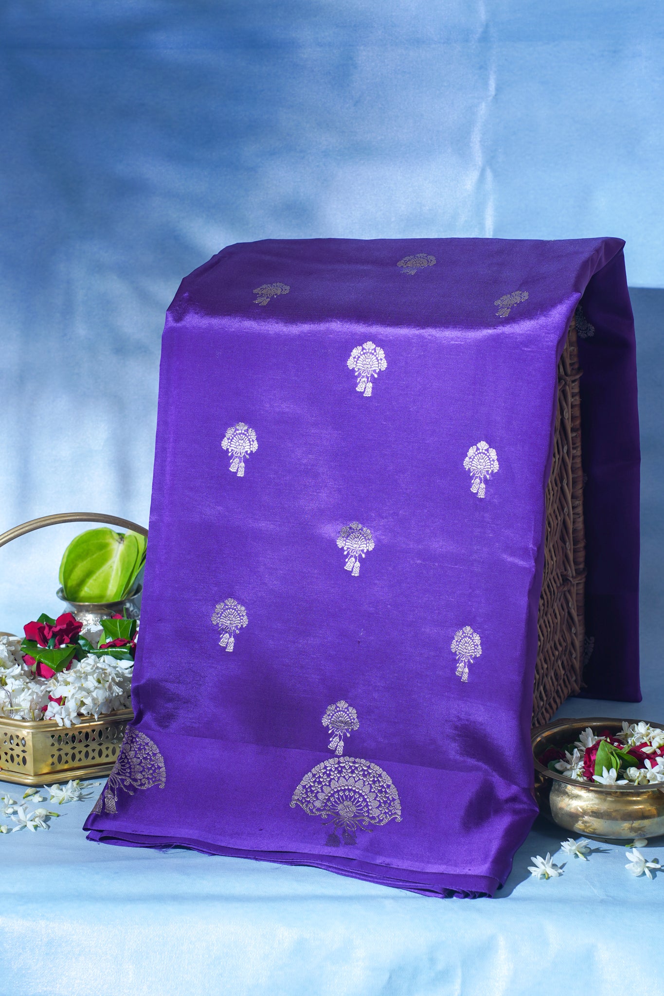 Purple Pure Mango Katan Silk Handwoven Saree