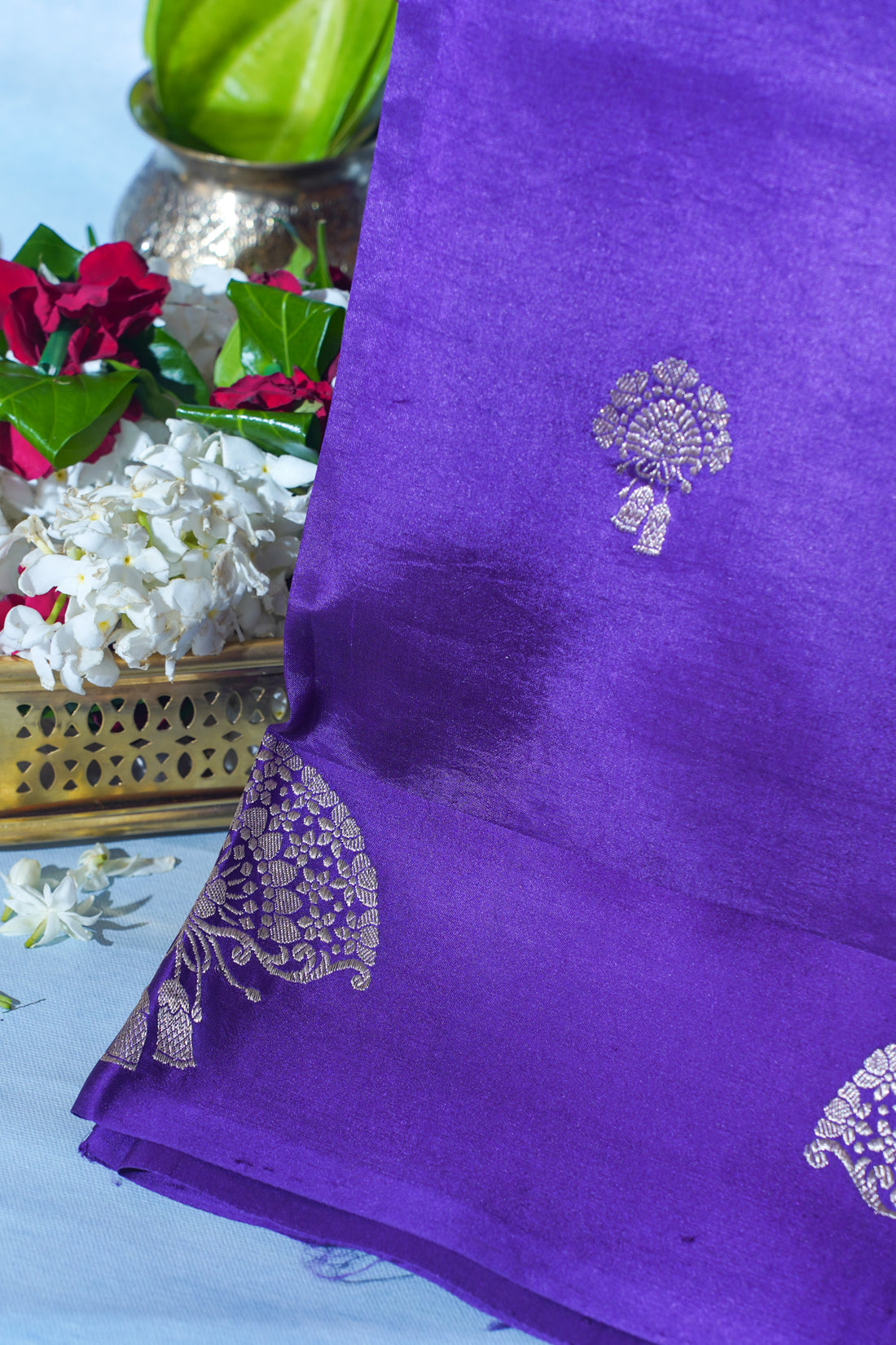 Purple Pure Mango Katan Silk Handwoven Saree
