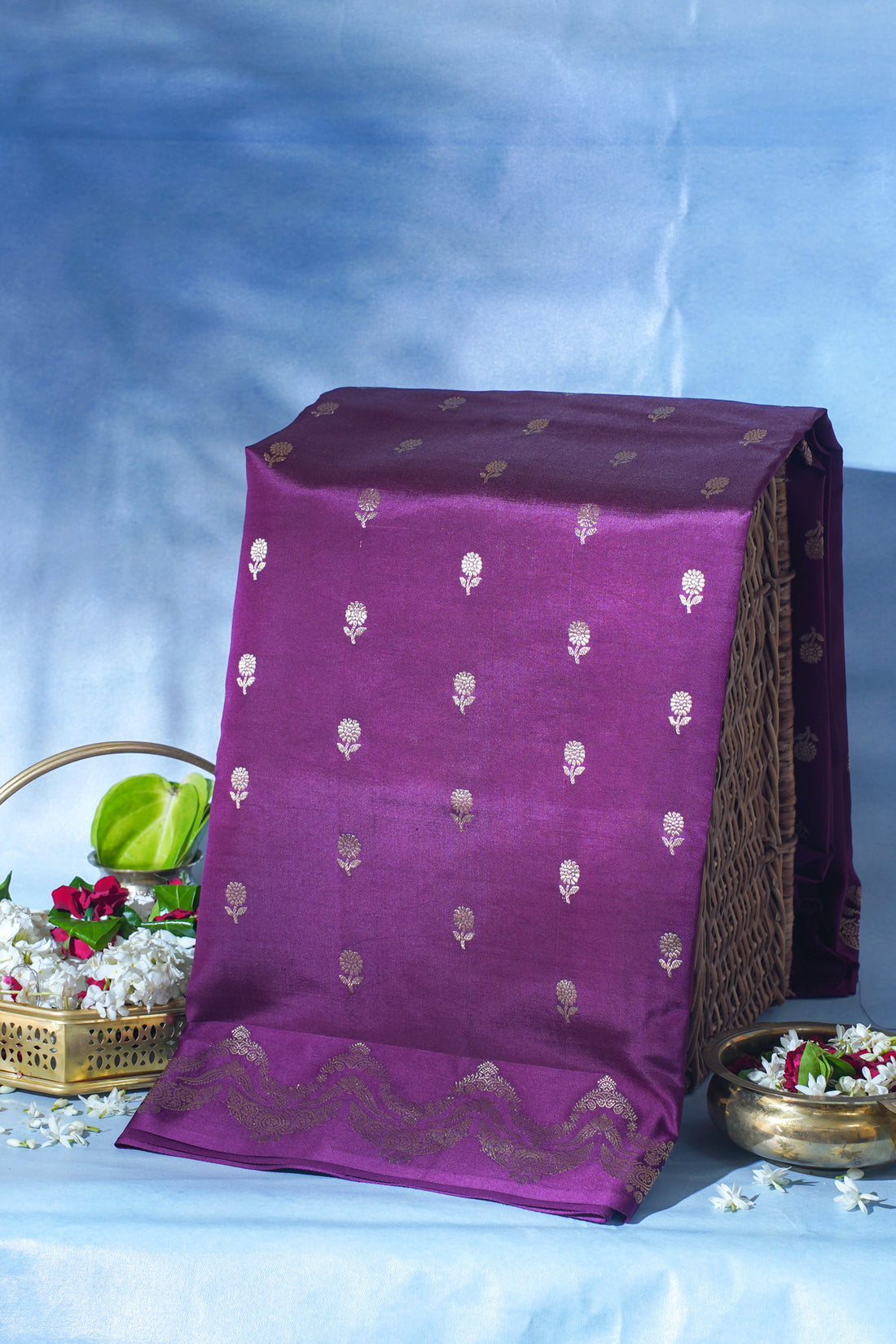 Royal Purple Pure Mango Katan Silk Handwoven Saree