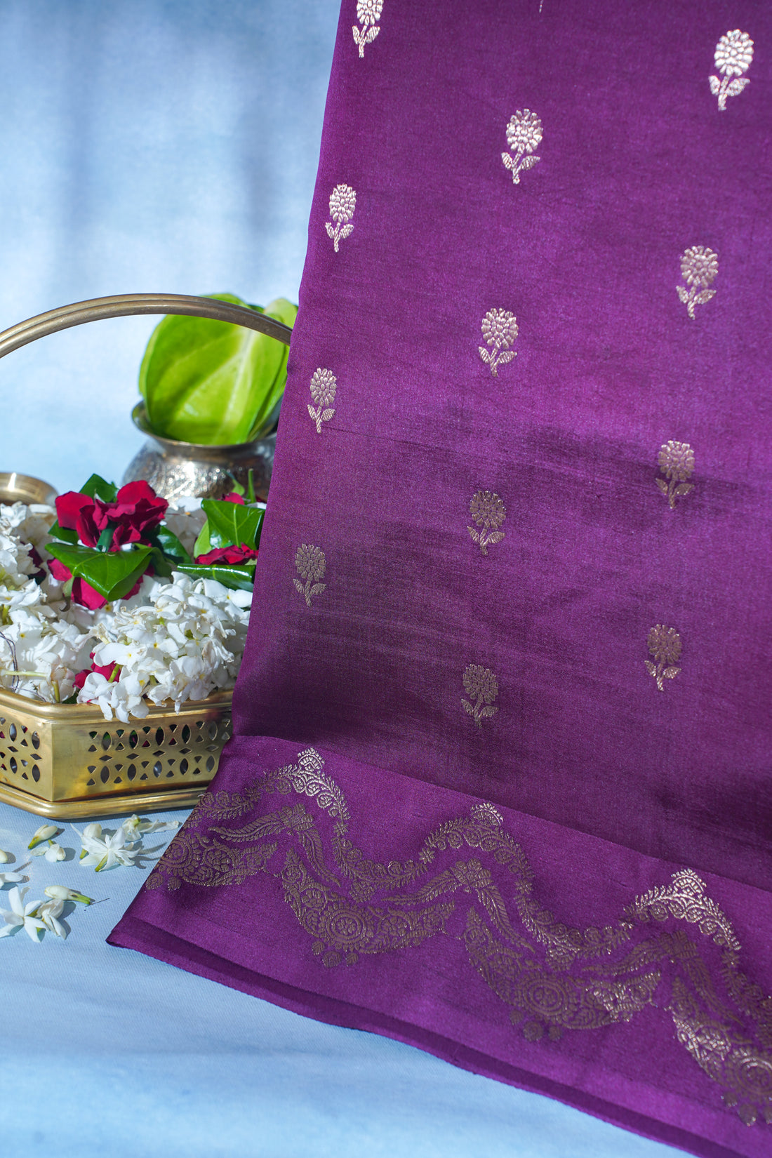 Royal Purple Pure Mango Katan Silk Handwoven Saree