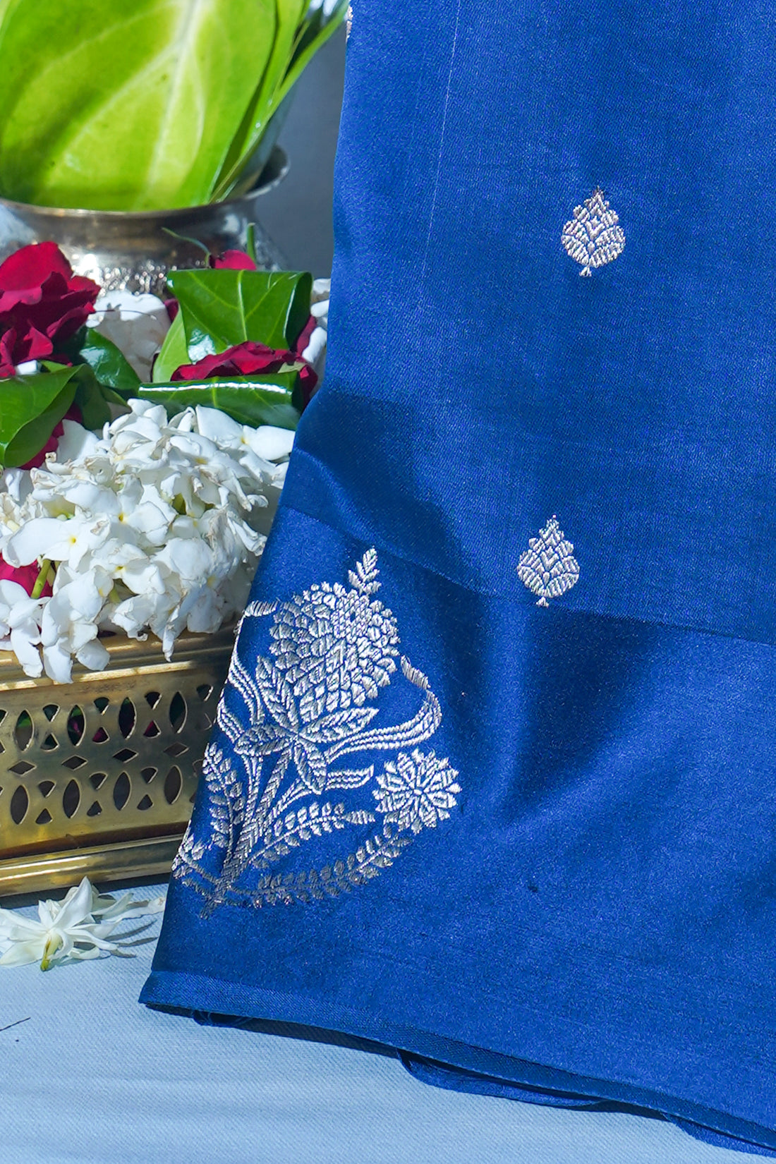 Royal Blue Pure Mango Katan Silk Handwoven Saree