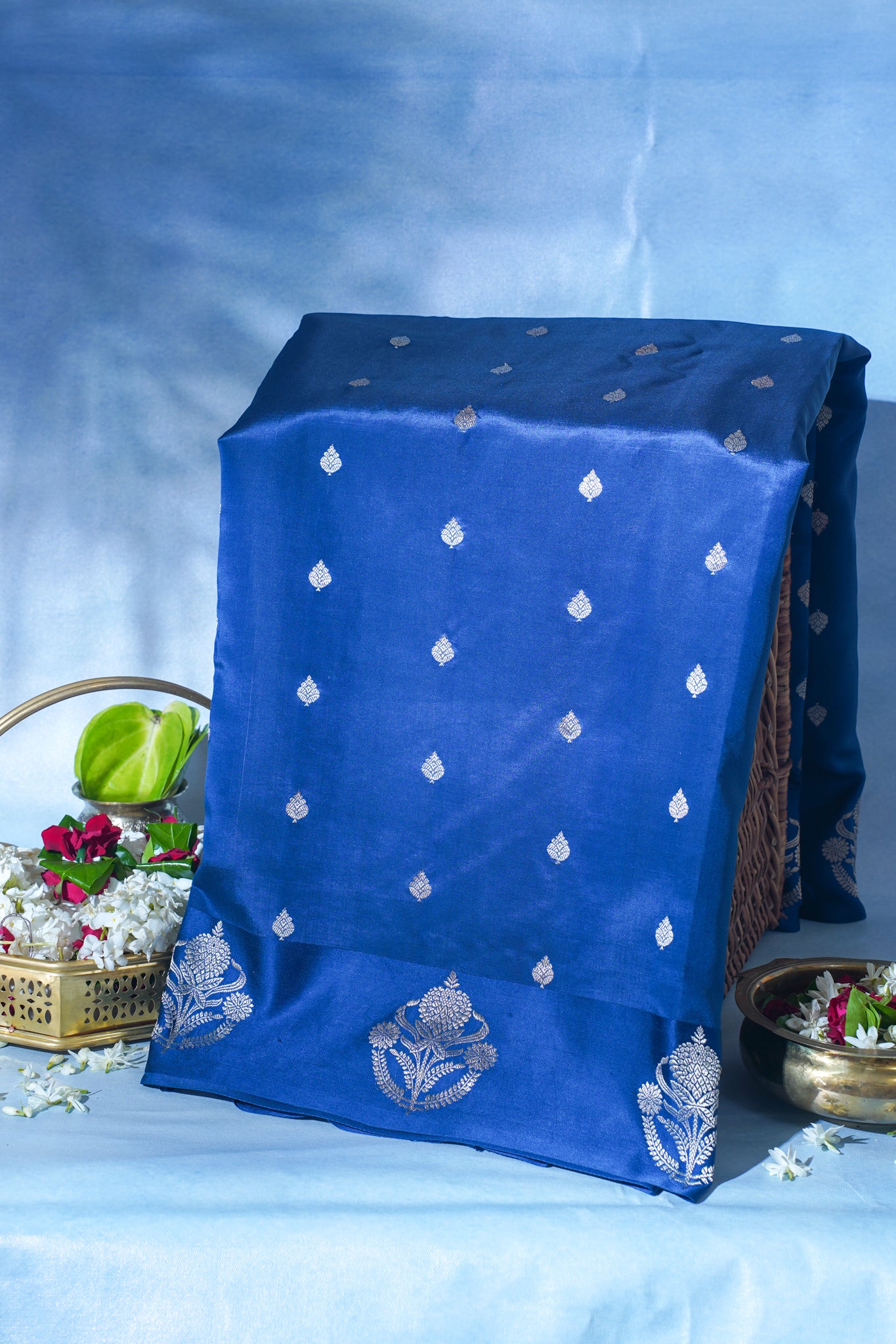 Royal Blue Pure Mango Katan Silk Handwoven Saree