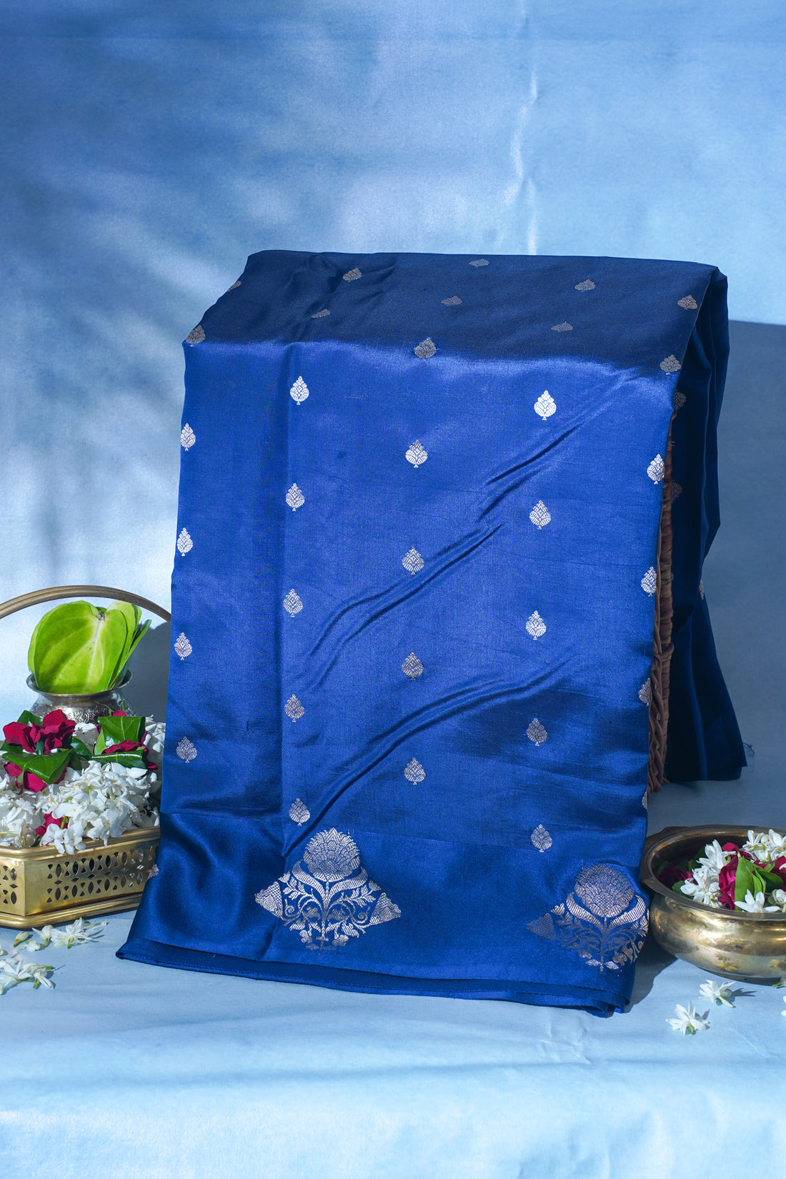 Royal Blue Pure Mango Katan Silk Handwoven Saree