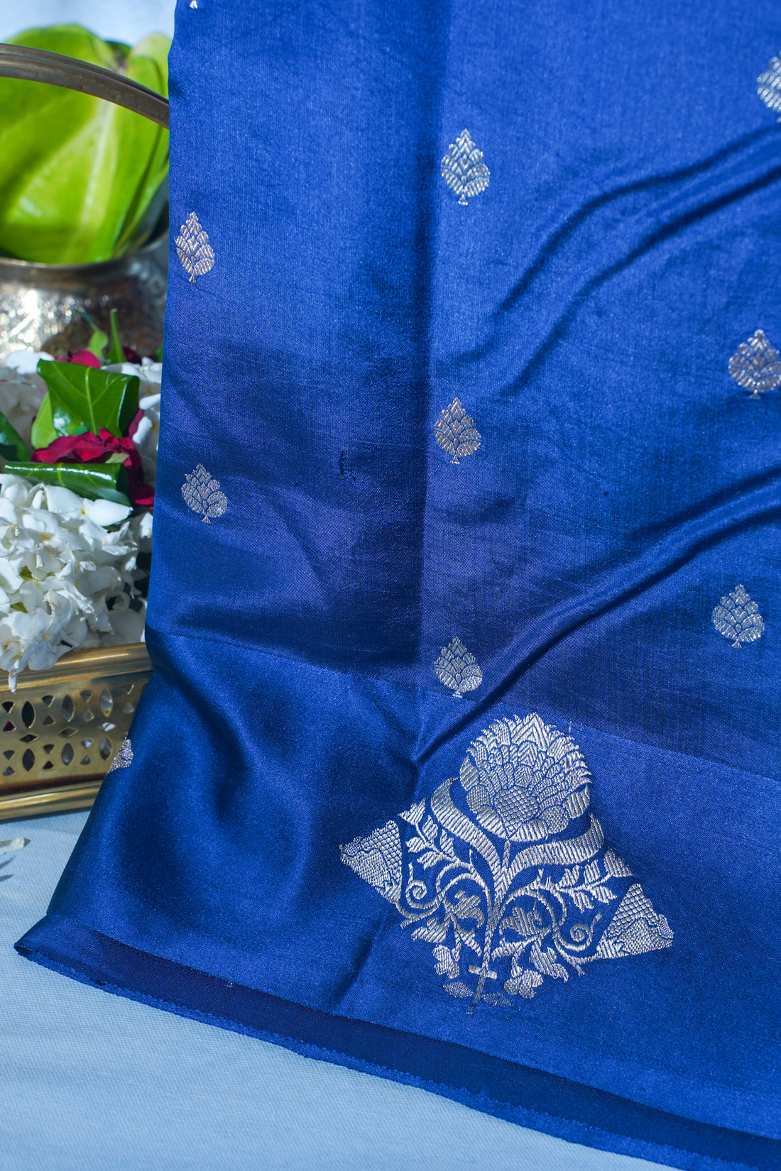 Royal Blue Pure Mango Katan Silk Handwoven Saree
