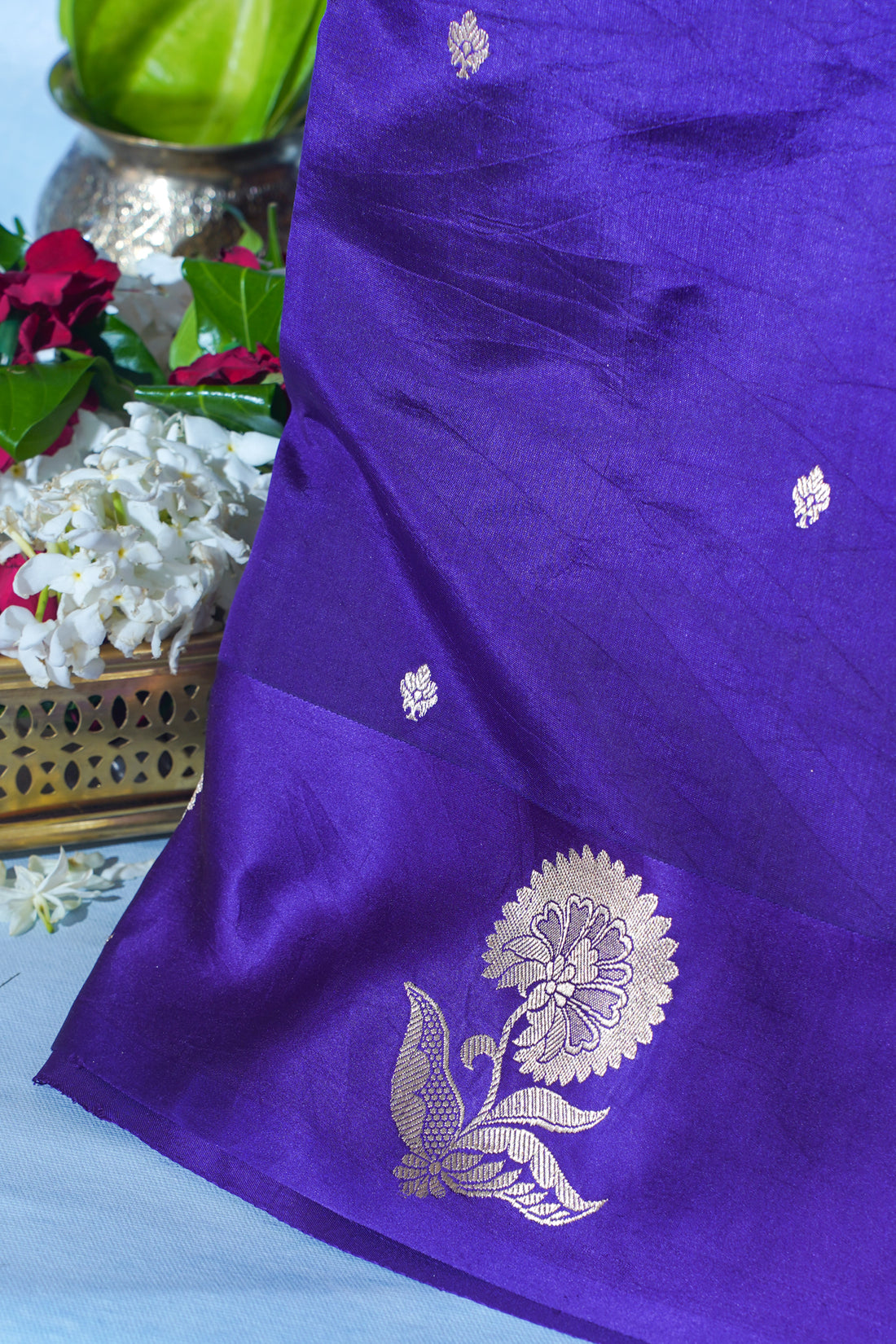 Purple Pure Mango Katan Silk Handwoven Saree
