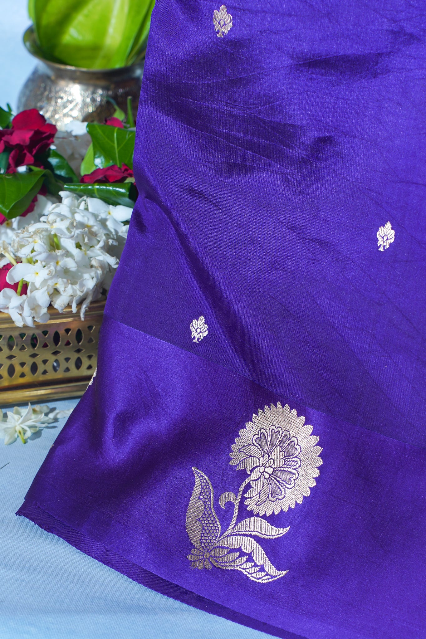 Purple Pure Mango Katan Silk Handwoven Saree