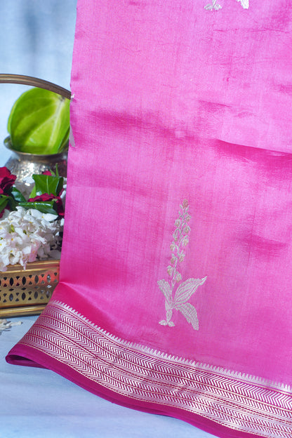 Rani Pink Pure Mango Katan Silk Handwoven Saree