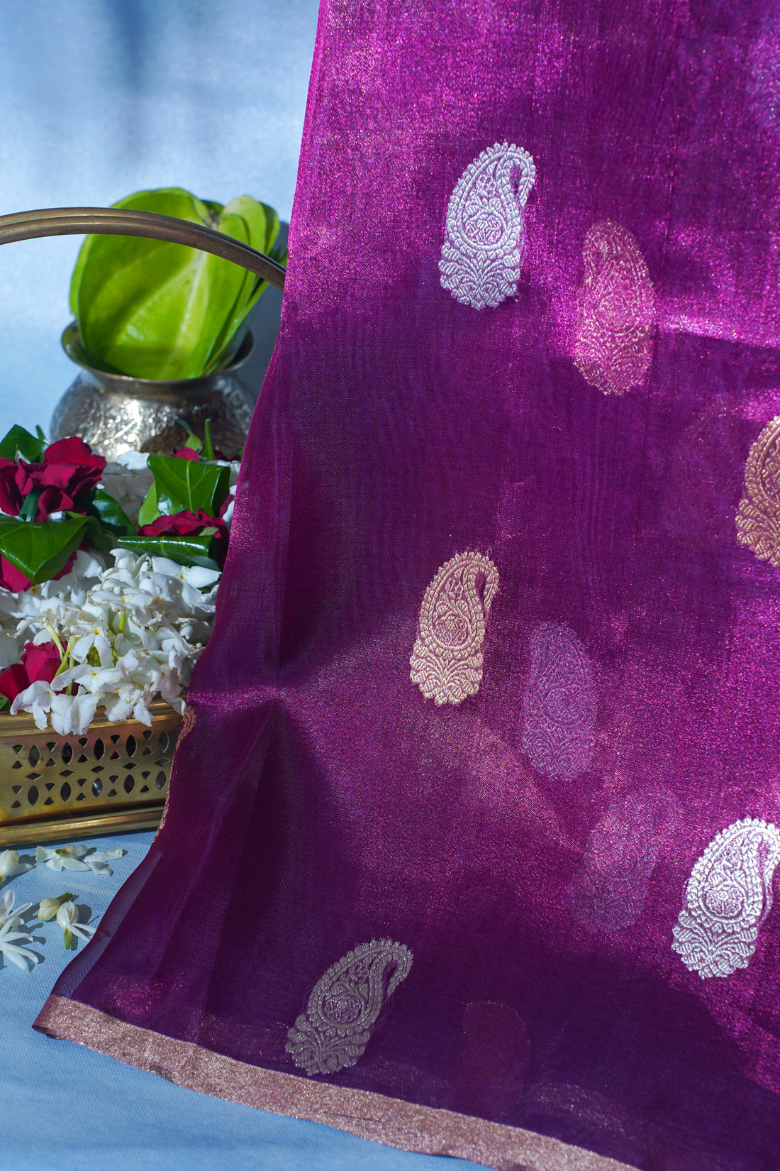 Purple Pure Tissue Silk Handloom Saree