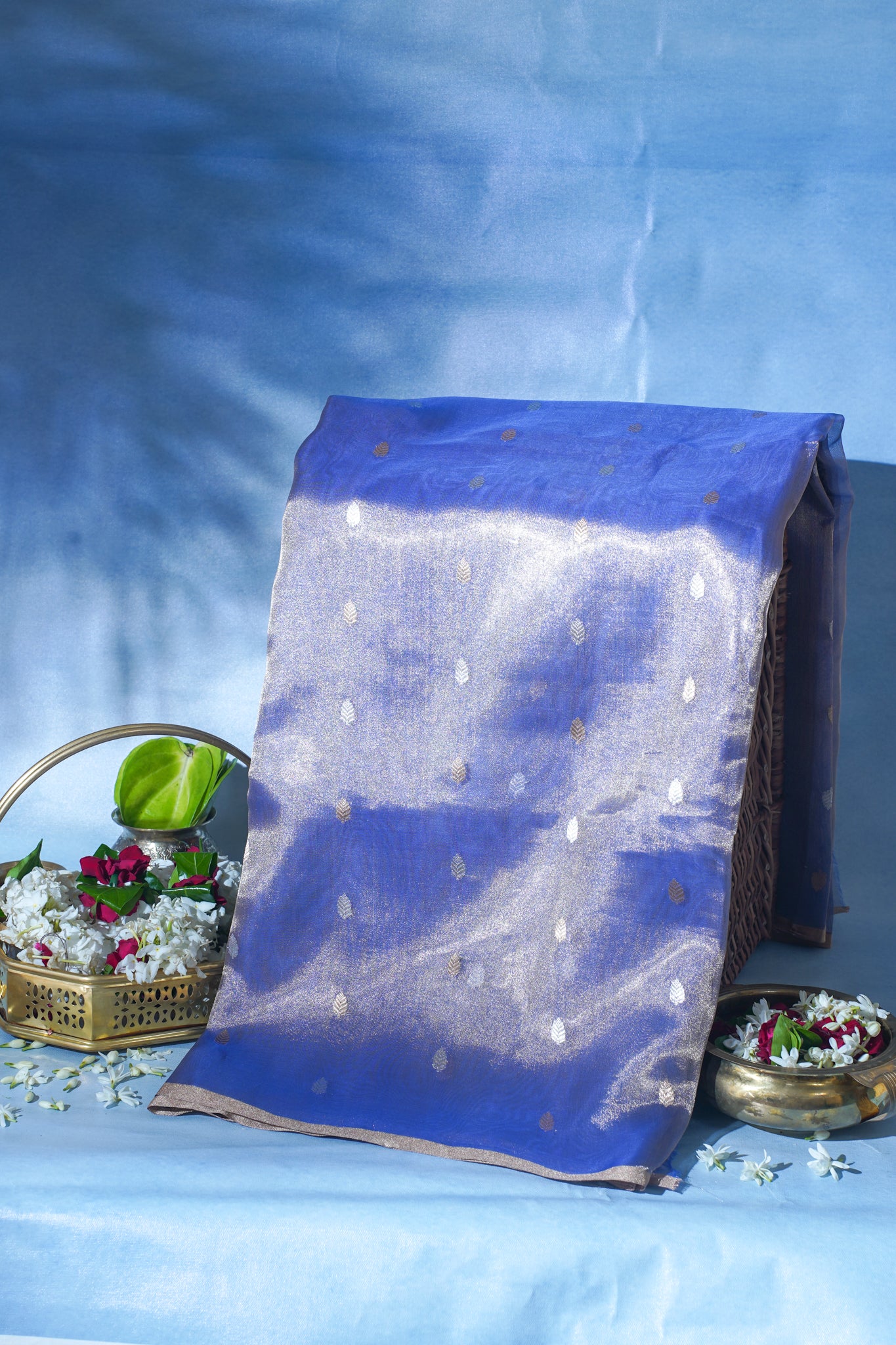 Blue Pure Tissue Silk Handloom Saree