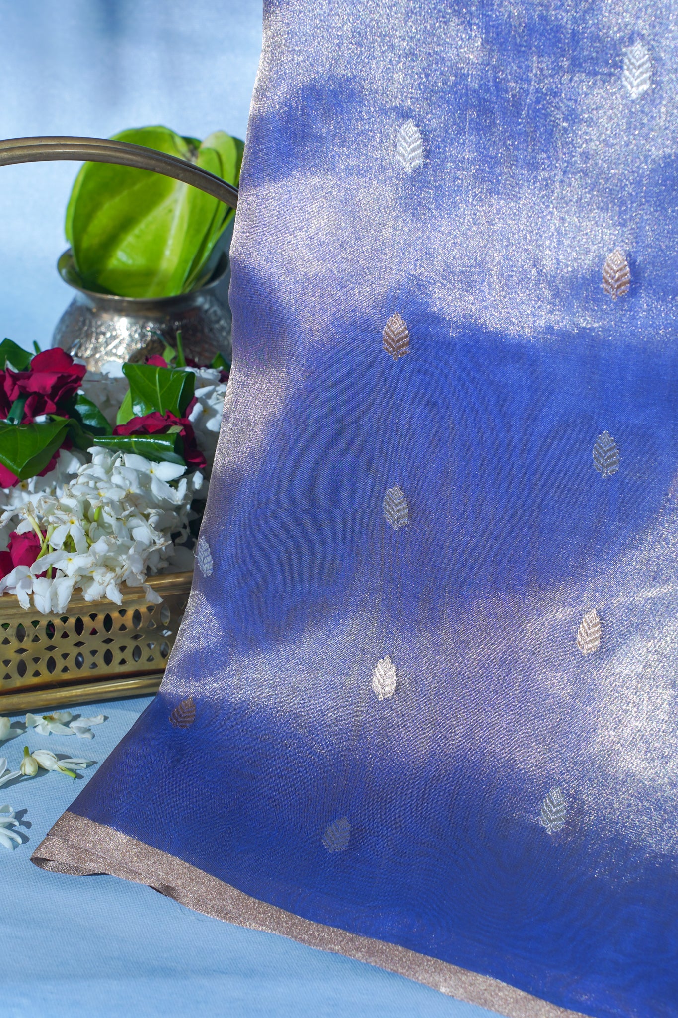 Blue Pure Tissue Silk Handloom Saree