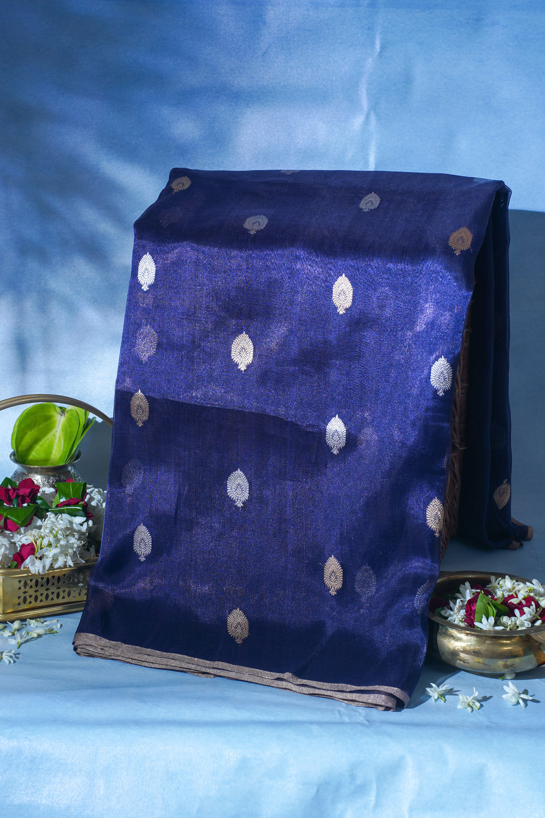 Midnight Navy Pure Tissue Silk Handloom Saree