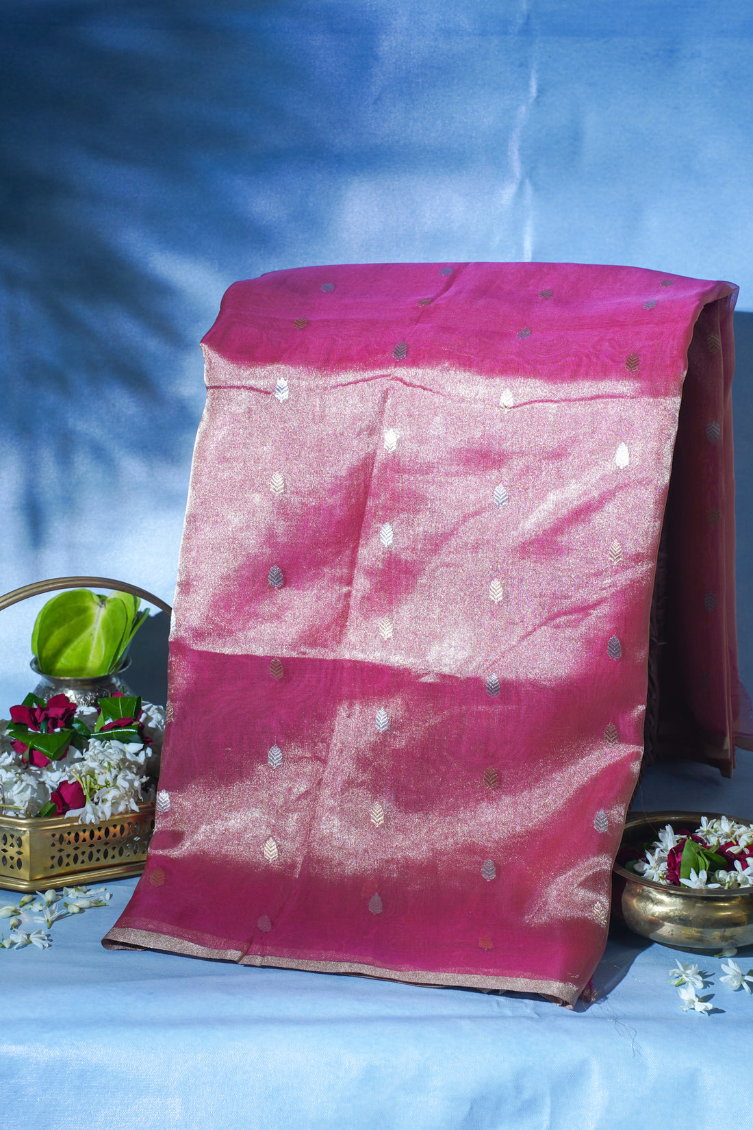 Pink Pure Tissue Silk Handloom Saree