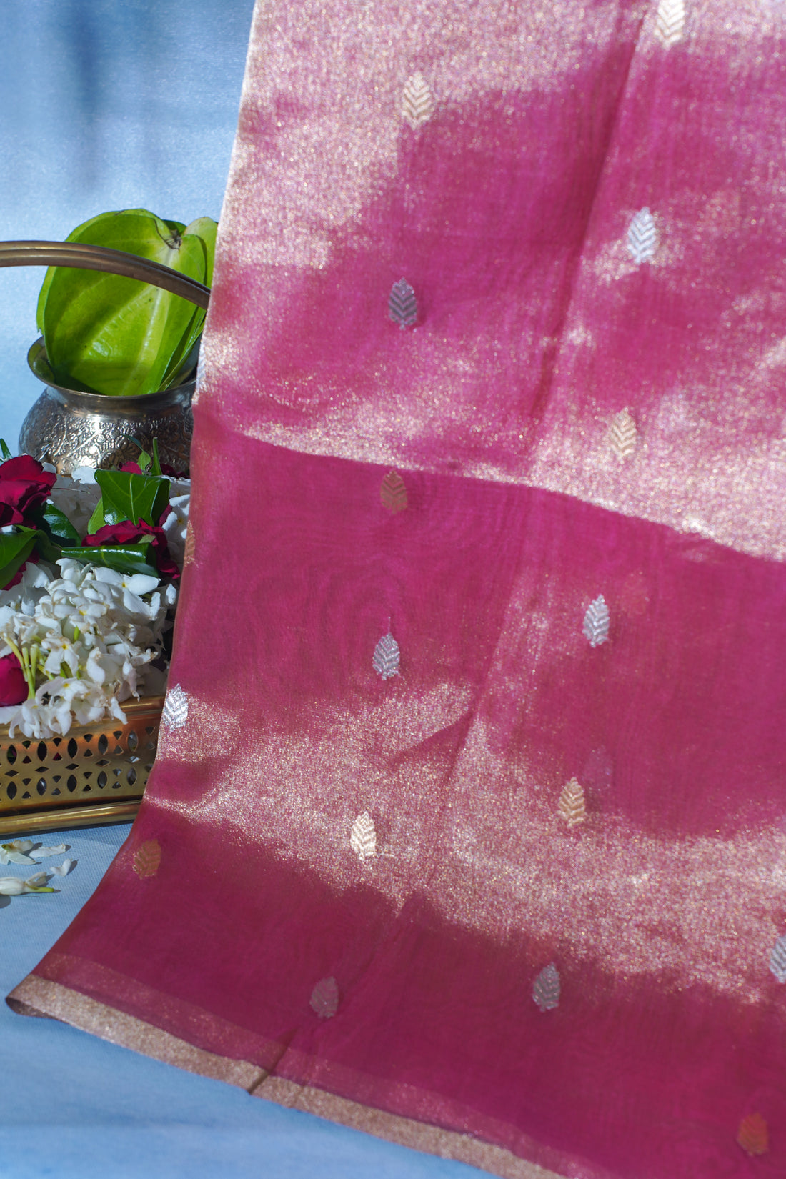 Pink Pure Tissue Silk Handloom Saree