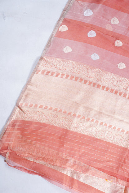 Rust-Rose Pure Tissue Silk Handloom Saree