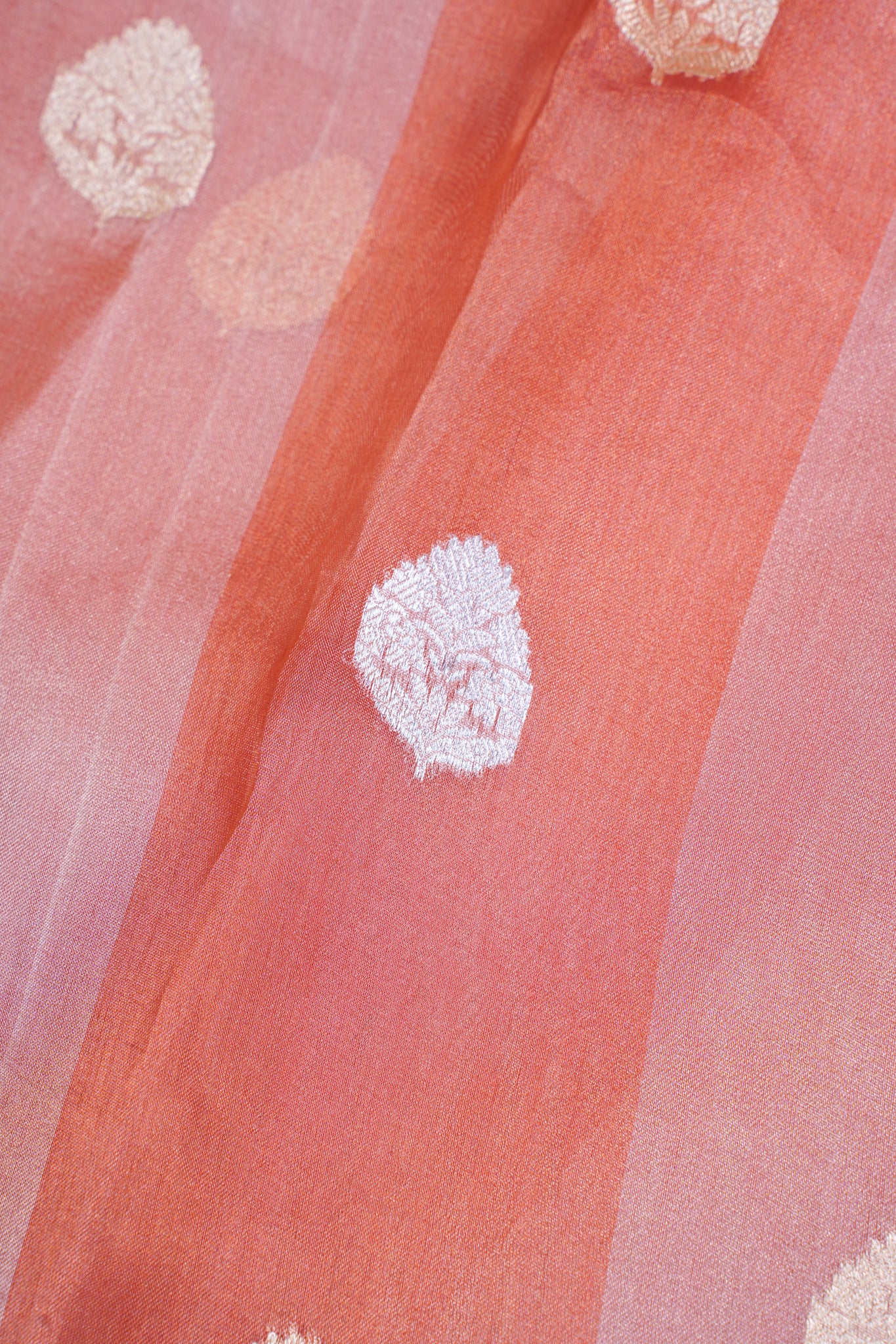 Rust-Rose Pure Tissue Silk Handloom Saree