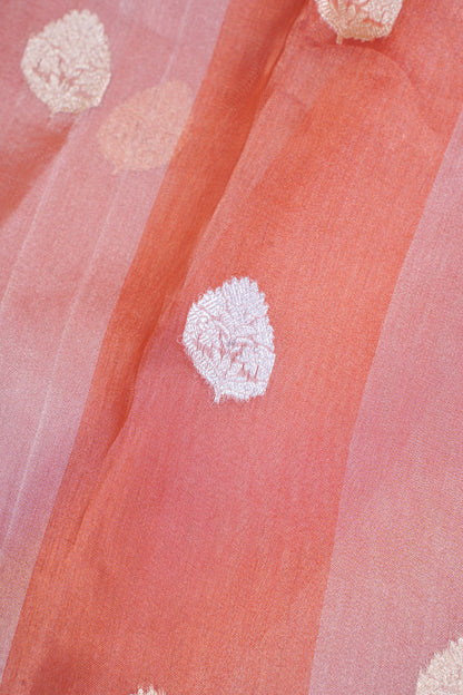 Rust-Rose Pure Tissue Silk Handloom Saree