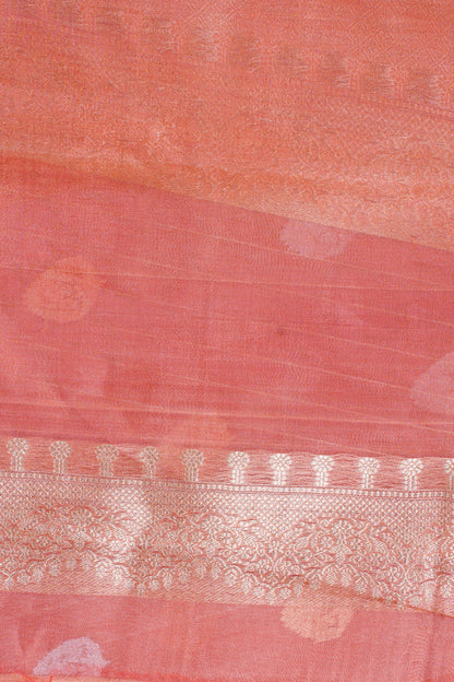 Rust-Rose Pure Tissue Silk Handloom Saree