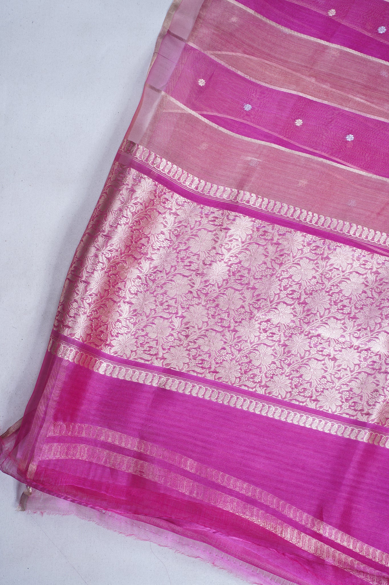 Magenta-Pink Pure Tissue Silk Handloom Saree