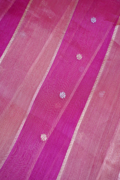 Magenta-Pink Pure Tissue Silk Handloom Saree