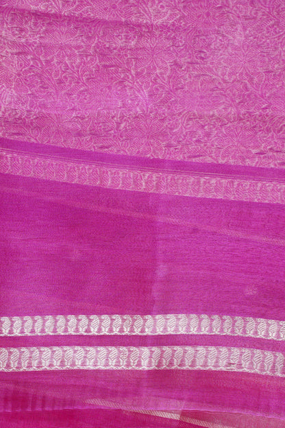 Magenta-Pink Pure Tissue Silk Handloom Saree