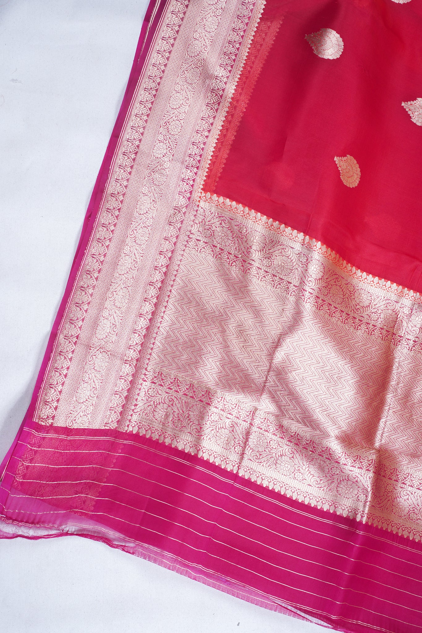 Deep Red Pure Tissue Silk Handloom Saree
