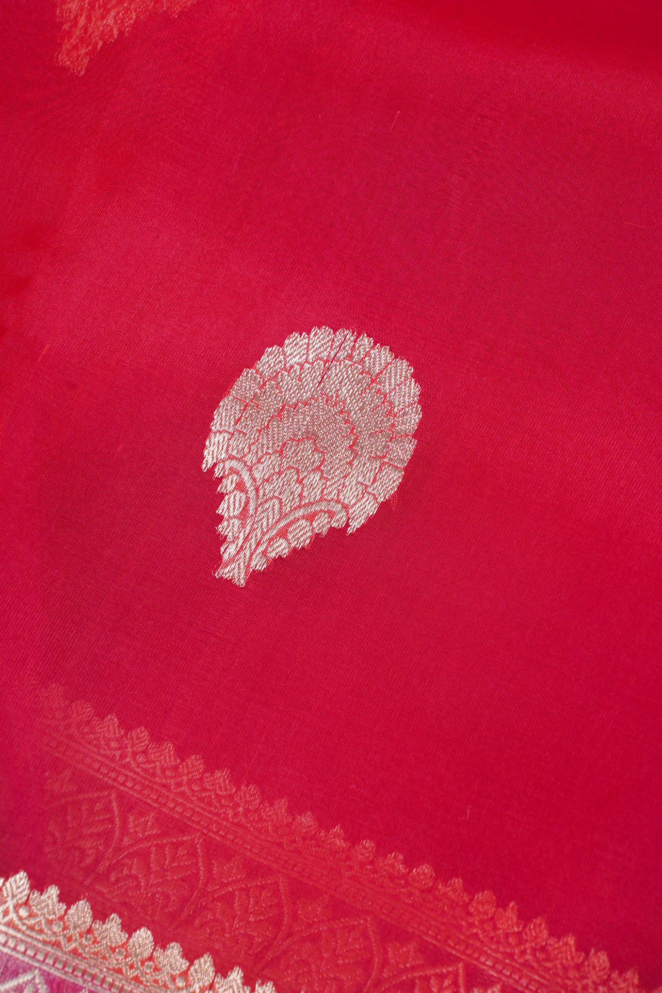 Deep Red Pure Tissue Silk Handloom Saree