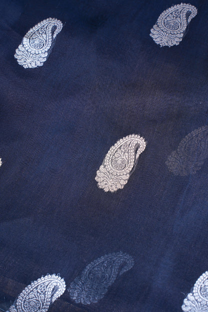 Midnight blue Pure Tissue Silk Handloom Saree
