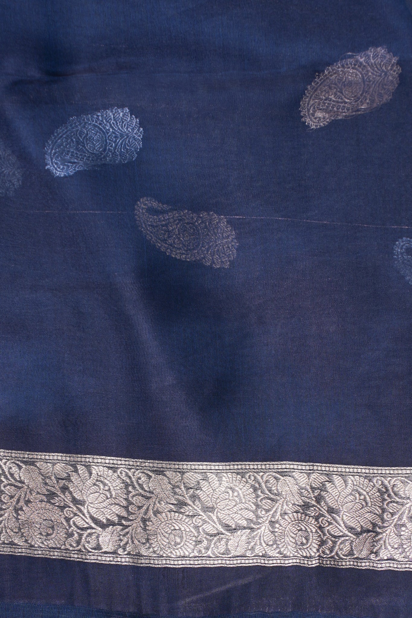Midnight blue Pure Tissue Silk Handloom Saree