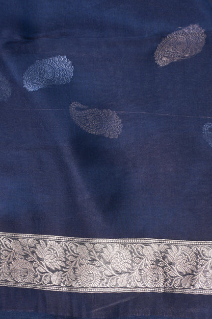 Midnight blue Pure Tissue Silk Handloom Saree