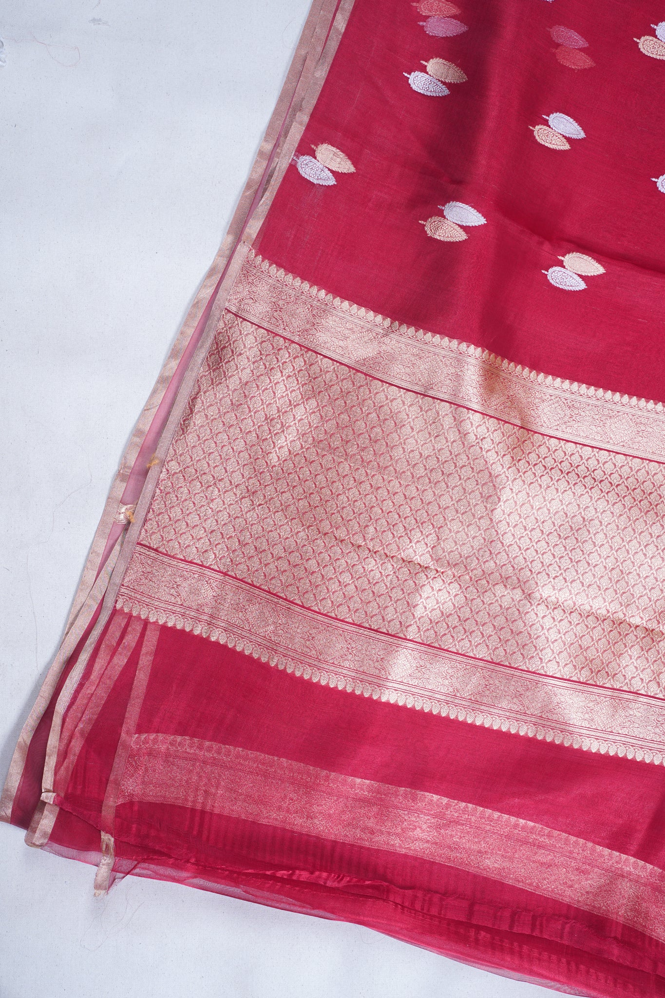 Wine Red Pure Tissue Silk Handloom Saree