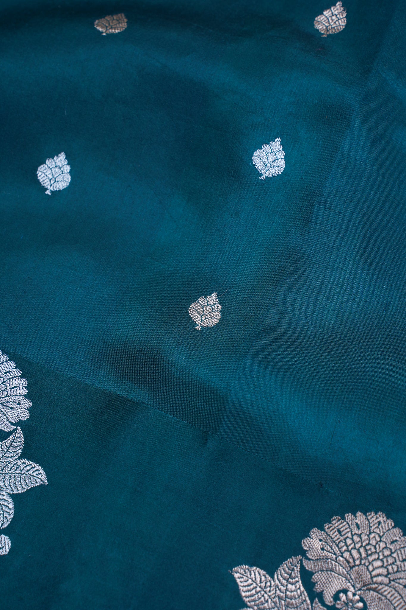 Teal Green Pure Mango katan silk handloom Saree