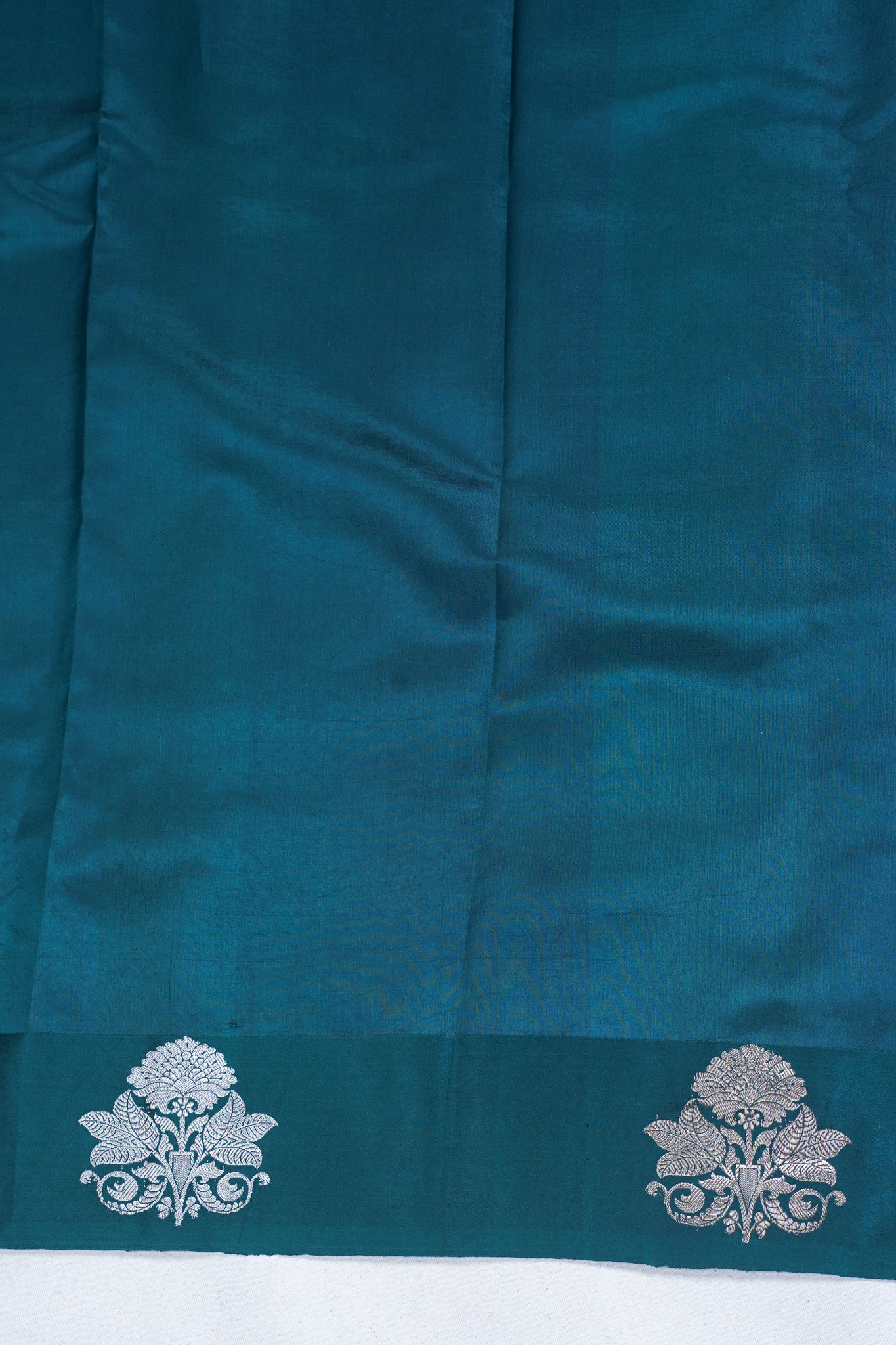Teal Green Pure Mango katan silk handloom Saree