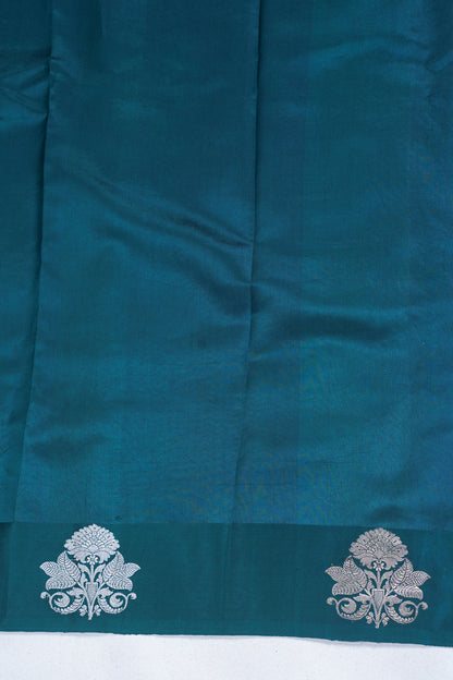 Teal Green Pure Mango katan silk handloom Saree