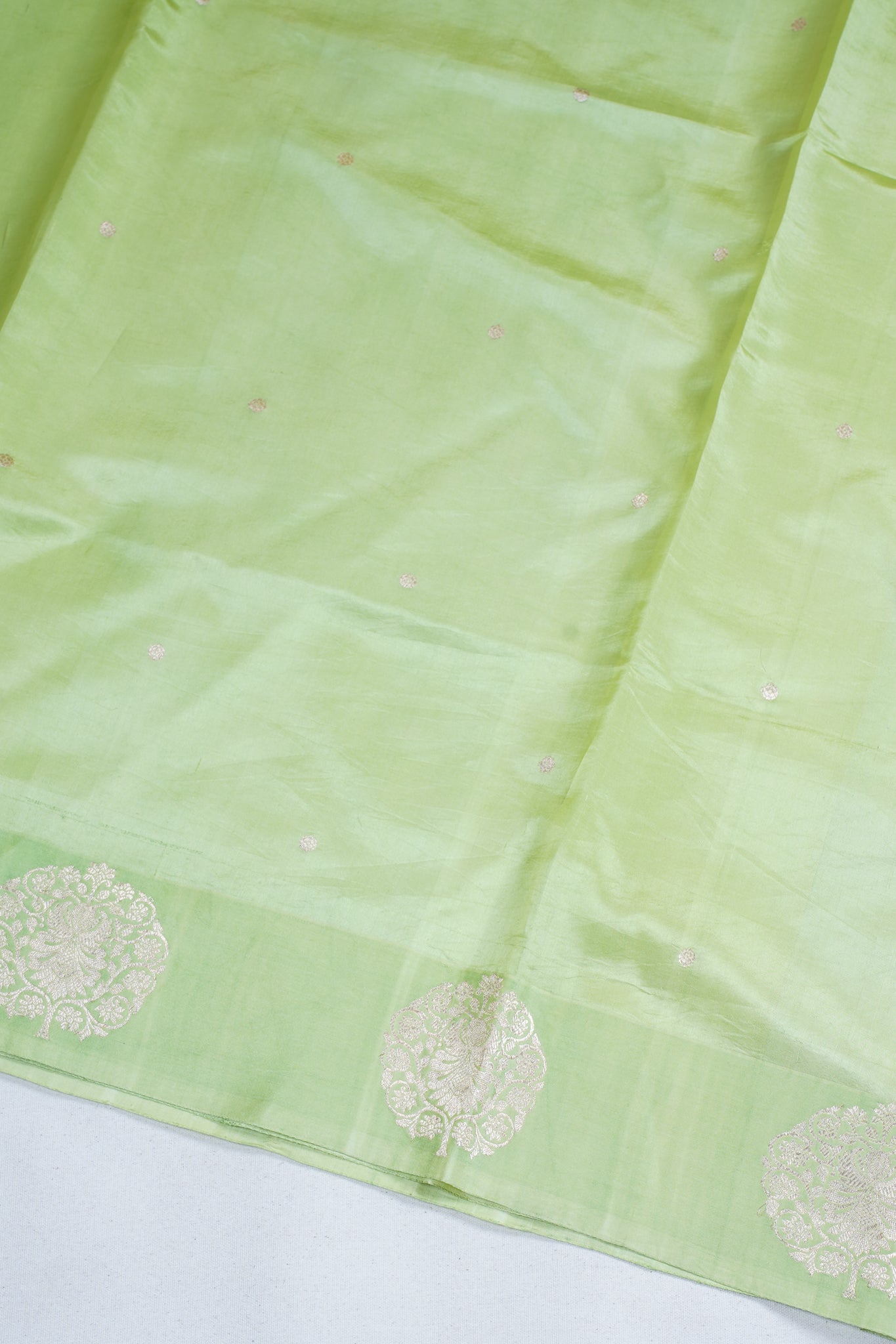 Pastel Green Pure Mango katan silk handloom Saree