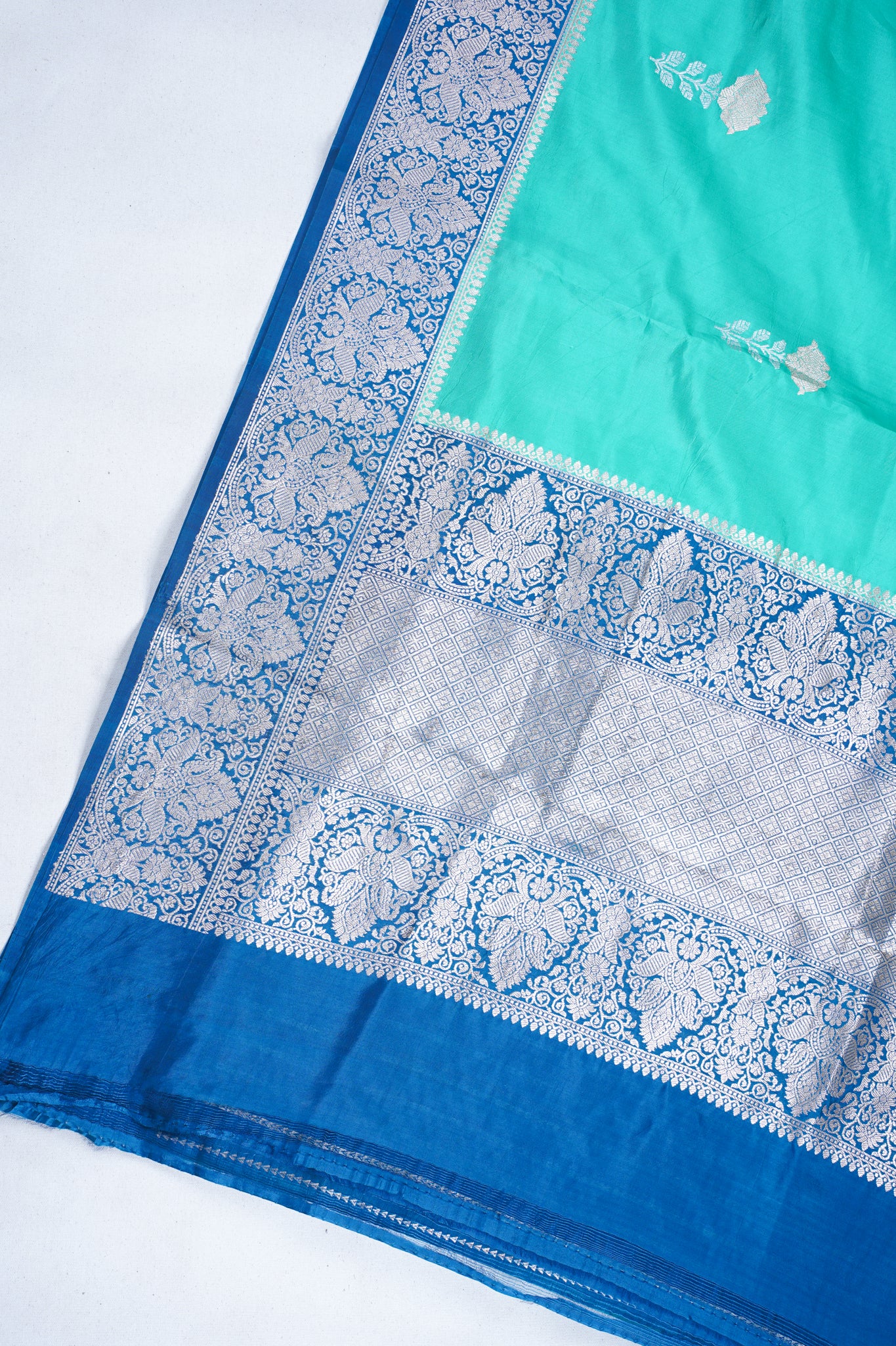 Sea-Green Pure Mango Katan Silk Handwoven Saree